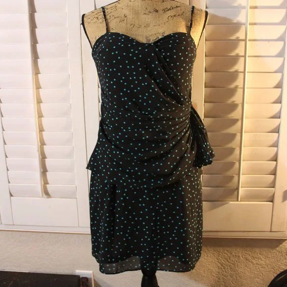 Forever 21 | Dresses | 25 Forever 21 Blue Polka Dot Black Mini Dress Size M  | Poshmark
